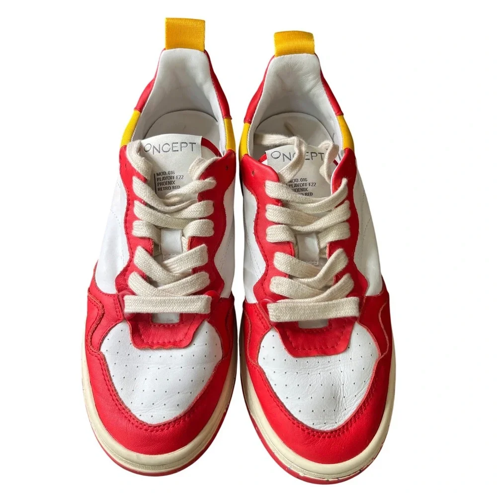 ONCEPT ANTHROPOLOGIE Phoenix Sneakers Shoes RETRO RED w/Yellow & White SIZE 6.5